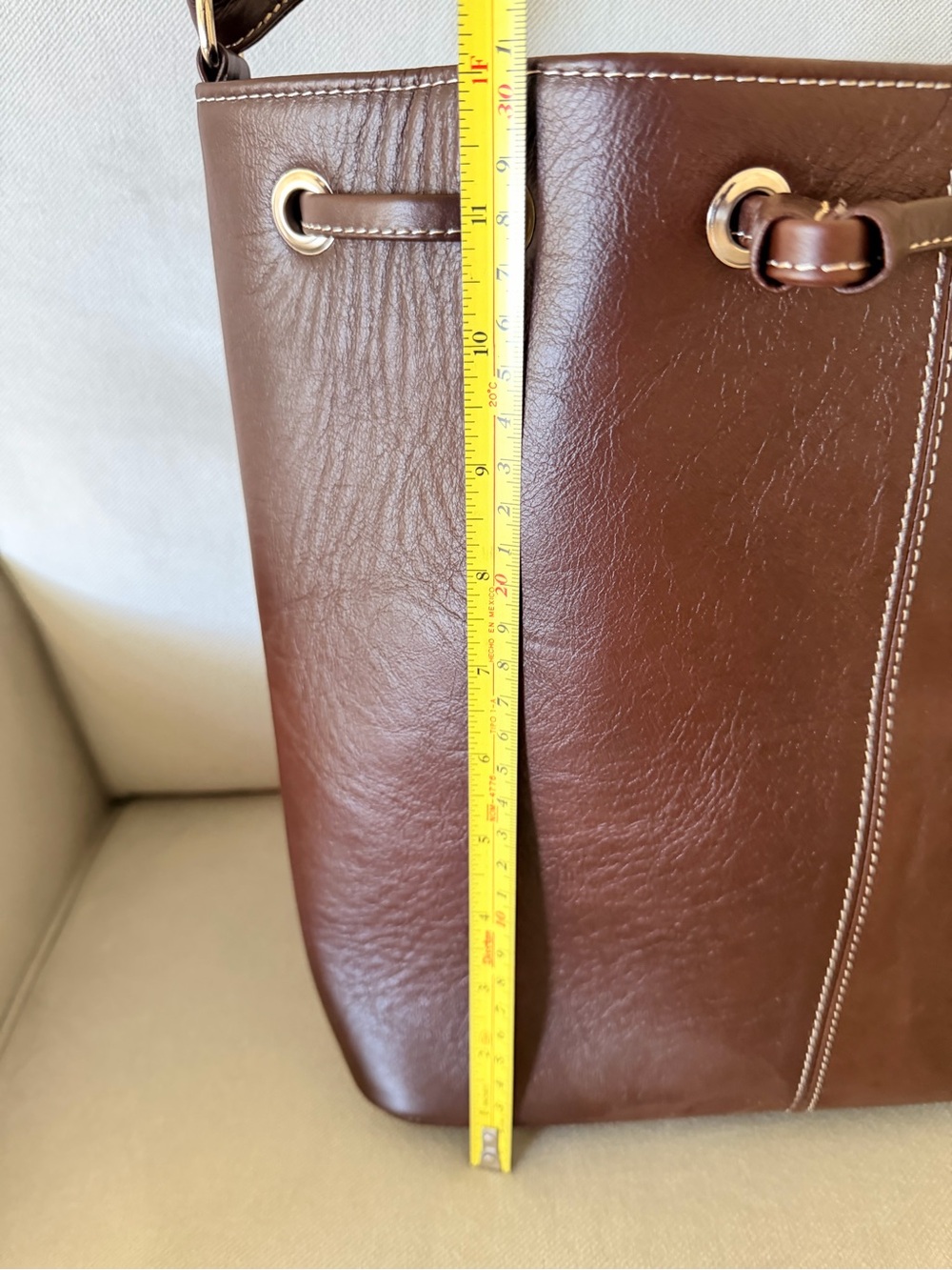 NWOT Authentic Leather Brown Bucket Bag - Picture 8 of 10